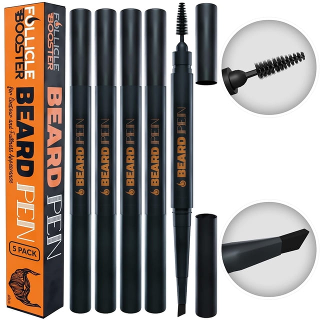 Crayon de Barbe pour Hommes - Crayon de Coiffure et de Toilettage - Imperméable, Résistant à la Transpiration, Solution Longue Durée avec Finition Naturelle - Couvre Barbe et Cuir Chevelu en Quelques Secondes - Noir