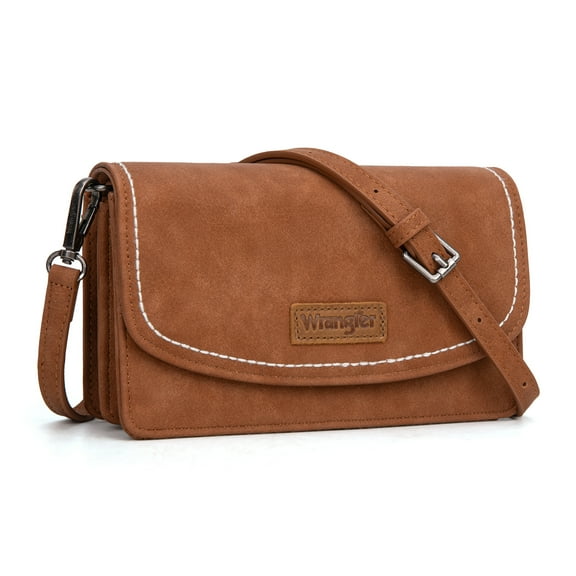 Wrangler Crossbody Bag for Women Small Wallet Purse RFID Blocking Clutch Phone Purse, Brown