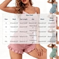 thumbnail image 3 of Womens Pajama Sets Soft Sleepwear 2 Piece Lace Trim V Neck Sleeveless Cropped Cami Top Ruffle Bottom Shorts Pj Nightwear, 3 of 5