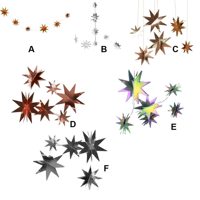 Becaristey 1 Set Star Decorations Beautiful Hanging Ornament Party Supply Decorating Prop Craft Decoration Decor Props for Layout Dark grey 1Set