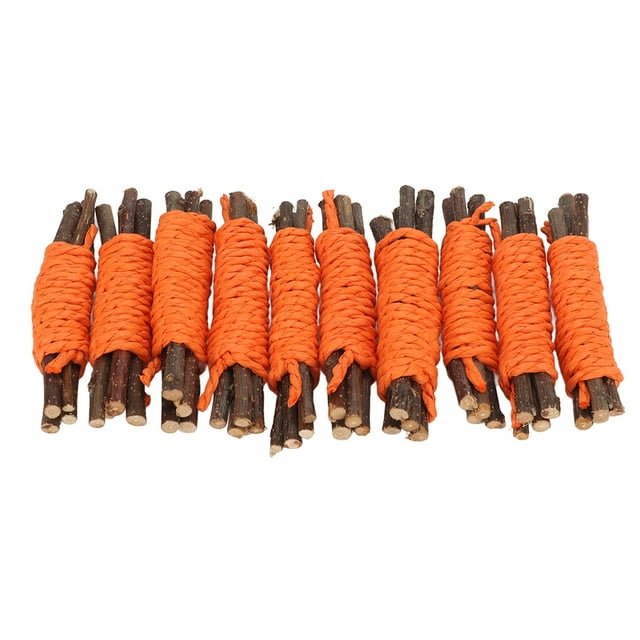 10 Uds. Palitos para masticar para hámster, ramas de manzana y cuerda de papel, juguetes para morder de hámster de madera tejida para conejo, hámster, Chinchilla, naranja