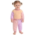 thumbnail image 2 of Kids Sweatsuit Color Block Long Sleeve Top Pants Casual Daily Wear Play Outfit for Toddler Boys Girls Red 6 Months-12 Months, 2 of 6