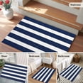 thumbnail image 5 of 2x3 Ft Entryway Area Rug, Navy Blue Stripe Kitchen Rug Runner Washable Floor Mat, Modern Simple Geometric White Striped Non Slip Indoor Door Mat Throw Carpet for Bathroom Living Room Bedroom, 5 of 8