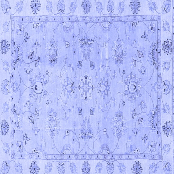 Ahgly Company Machine Washable Indoor Square Oriental Blue Traditional Area Rugs, 7' Square