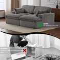 thumbnail image 6 of Corduroy Double Lounge Chaise Sofa Indoor, Oversized Upholstered Sleeper Cloud Couch, Sectional Deep Seat Loveseat for Living Room, No Assembly Required, Grey, 6 of 8