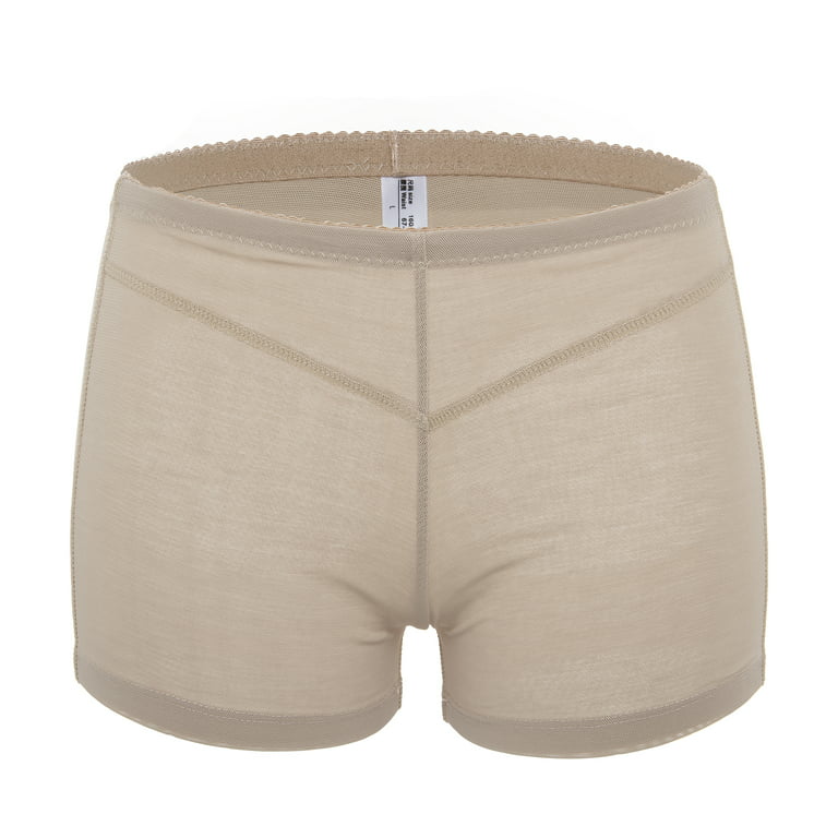 Women's Butt Lifter Boy Shorts Body Shaper Enhancer Panties, Beige, M 