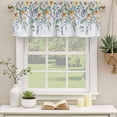 thumbnail image 3 of 2 Pack Valances for Windows, Floral Eucalyptus Leaves Window Valances for Living Room/Bedroom/Bathroom, Daisy Summer Botanical Watercolor Light Filtering Kitchen Curtain Valance 60"W x18" L, 3 of 9