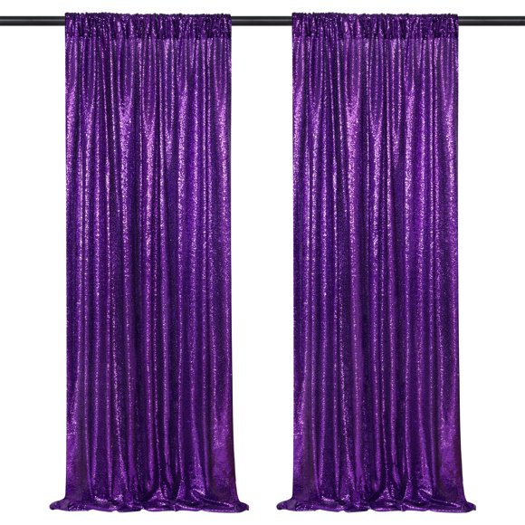 Telón de fondo con lentejuelas Queen Dream, color morado, 60 x 240 cm, 2 paneles, Halloween