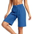 thumbnail image 6 of Hurxie Long Sweat Shorts for Women Casual Summer Bermuda Loose Lounge Workout Athletic Shorts with Pockets Blue,2XL, 6 of 8
