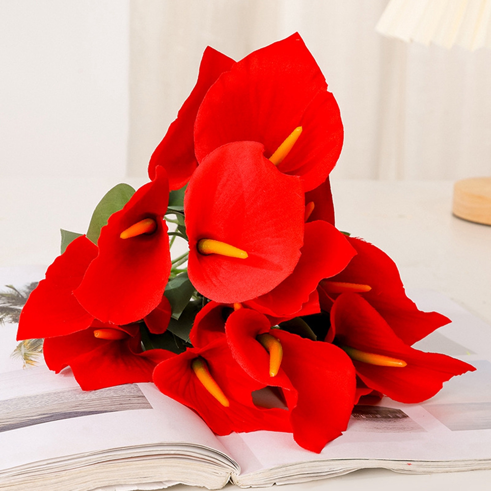 7 Heads Artificial Calla Lily Flowers PU Real Touch Wedding Decoration