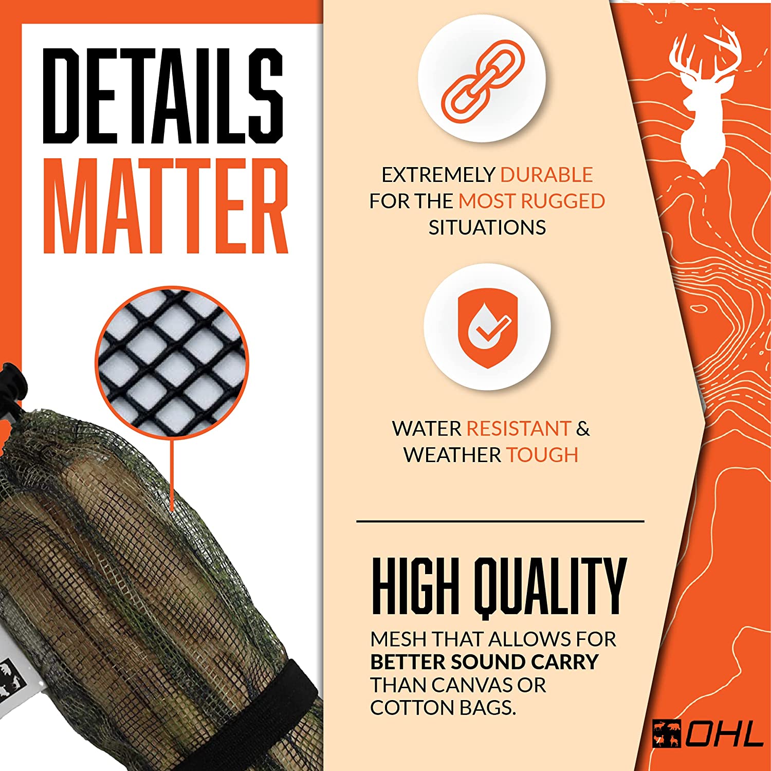 Outdoor Hunting Lab Deer Call for Hunting Whitetail Deer - Rattle Bag with Mesh Bag