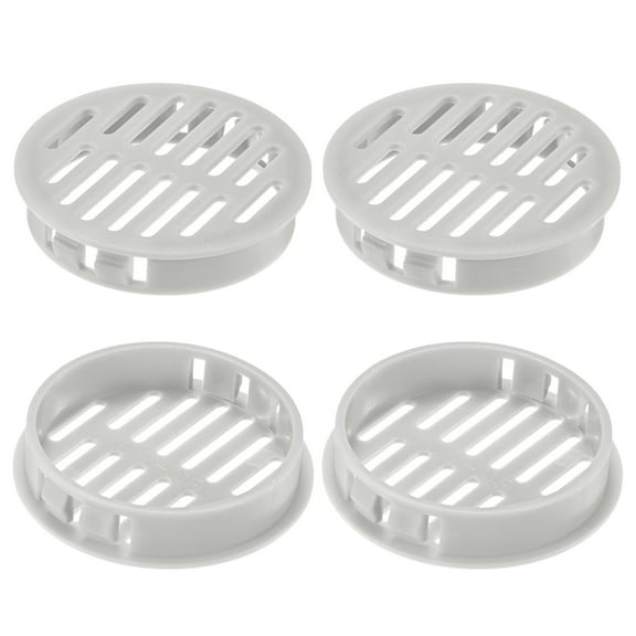 Uxcell 4-Pack Round Soffit Vents, 50mm/2 Inch Plastic Air Vents Grille Circular Soffit Vents Cover for Bathroom Home/ Office/Kitchen/Cabinet/Wardrobe [Light Gray]