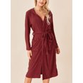 thumbnail image 3 of Mialoley Couple Matching Kimono Bathrobe Solid Color Long Sleeve Spa Night Hooded Robe for Soft Pajama Outfit, 3 of 9