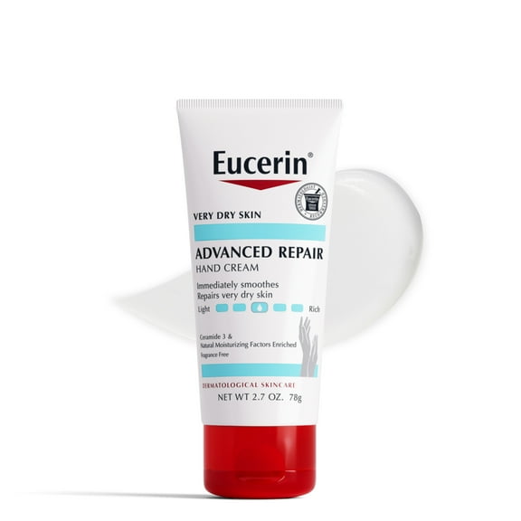 Eucerin Advanced Repair Hand Cream for Dry Hands, Repairs Very Dry Skin, Fragrance Free, 2.7 oz