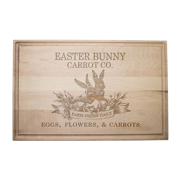 Creative Products Easter Bunny Carrot Co. 17 x 11 Maple Cutting Board