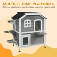 thumbnail image 6 of PawHut 2-story Cat House Outdoor, Weatherproof Wooden Cat Enclosure for Feral Cats with Escape Door, Openable Roof, Jumping Platforms, Gray, 6 of 9