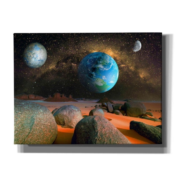 Epic Graffiti 'Planets' by Ata Alishahi, Giclee Canvas Wall Art, 16"x12"