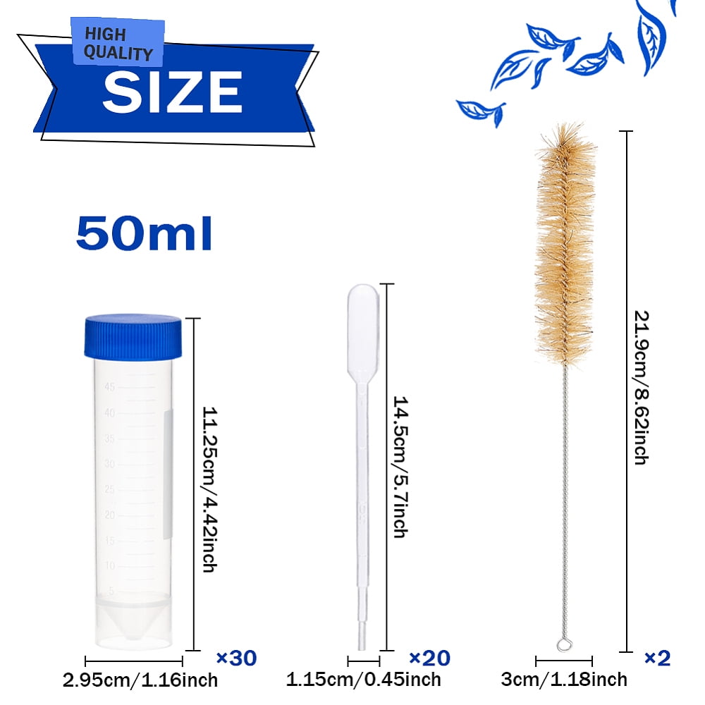 DIY Kit with Transparent Disposable Plastic Centrifuge Tube Label Paster Plastic Pipettes Dropper and Cleaning Brush Clear