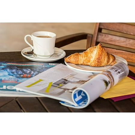 Photo Media Magazine Peel-n-Stick Poster of Read Relax Magazine Style Coffee Break Media Cup Poster 24x16 Adhesive Sticker Poster Print ()