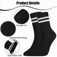 thumbnail image 4 of Womens White Crew Socks 6 Pair Striped Trim Casual Crew Socks Mid Calf Ankle Sock Vintage Retro Gym Running, 4 of 10