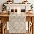 thumbnail image 2 of Beige Plaid Table Runner, Retro Country Moroccan National Geometrical Plaid Cotton Linen Kitchen Table Decoration Washable Dining Tabletop Runners for Home Party Decor 13x48 Inches, 2 of 9