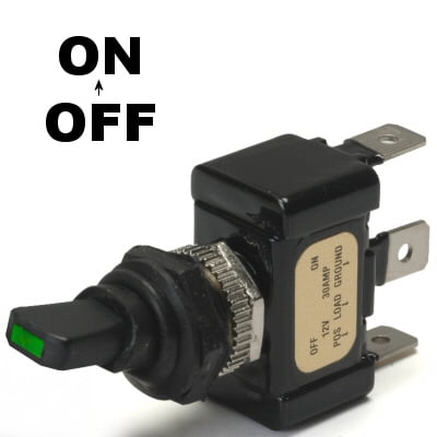 K-Four Green Led Tip Off / On 30 Amp Sand Sealed Toggle Switch With Tab Terminals
