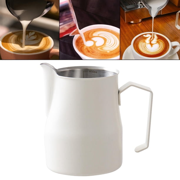 Jarra para espumar leche, jarra para espumar crema de acero inoxidable Piezas de la máquina expreso Jarra humeante para cocina , 500ml Beige Nuevo Blanco 500ml B Macarena Jarra para espumar leche