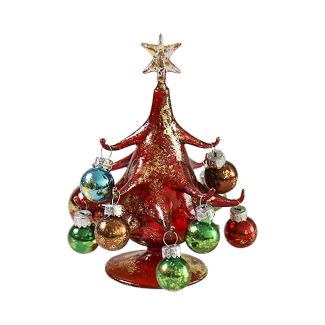 GUOOL Red Glass Christmas Tree Decoration Glass Statue Sculpture Party Home Decor