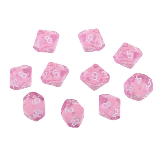 10 Dados de Plástico D10 Sunnimix para D & D RPG Juego de Mesa Juguete DIY Rosa