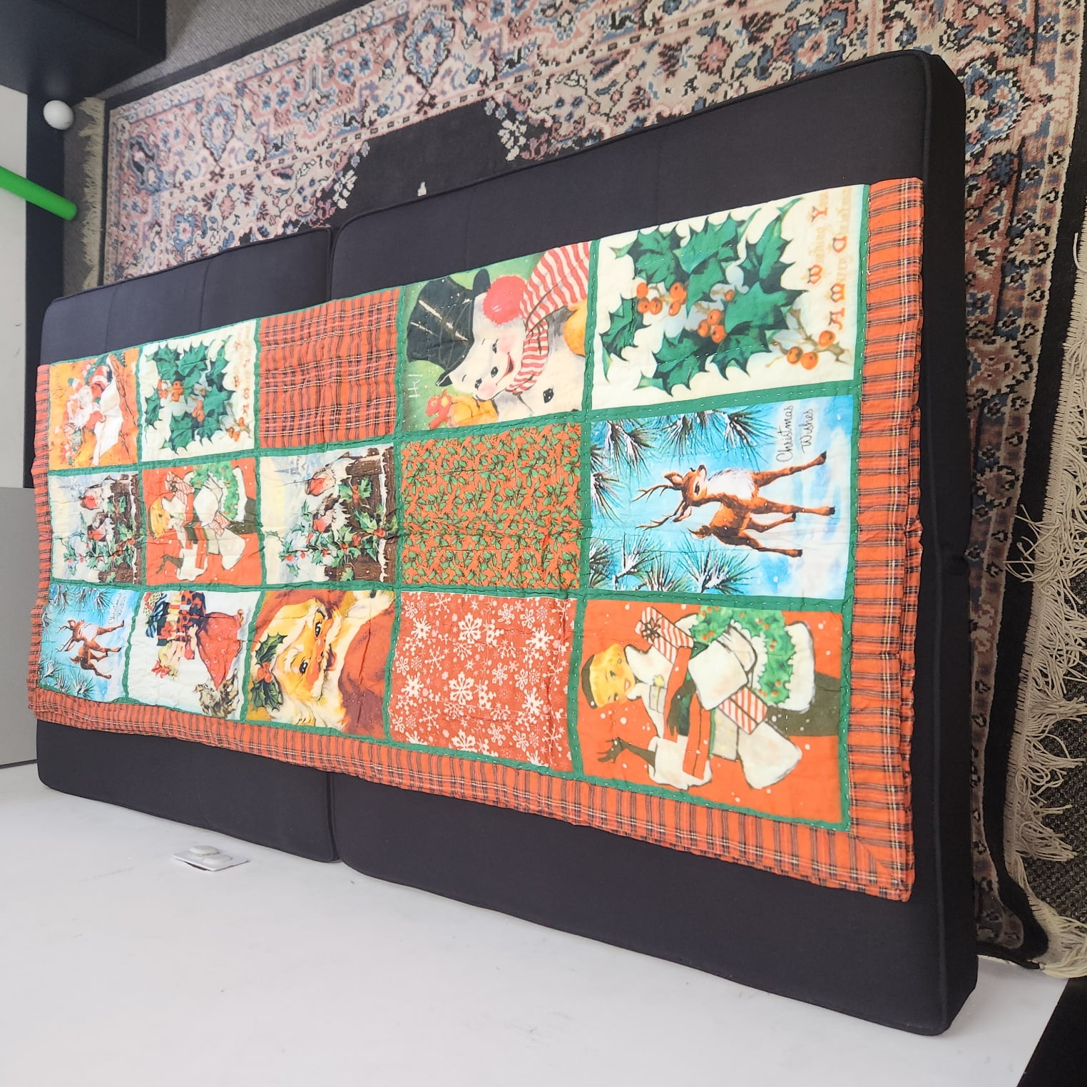 ART & ARTIFACT Patchwork Christmas Quilt - Reversible Holiday Throw Blanket