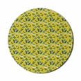 thumbnail image 1 of Floral Mouse Pad for Computers, Forest Pattern with Flowers and Leaves in Scandinavian Style, Round Non-Slip Thick Rubber Modern Gaming Mousepad, 8" Round, Yellow Azure Blue, by Ambesonne, 1 of 2