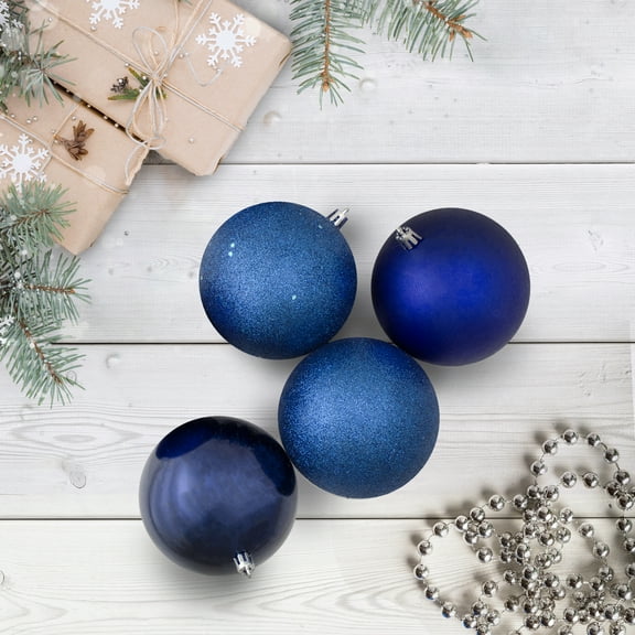 Royal Blue Shatterproof 4-Finish Christmas Ball Ornaments - 2.5" (60mm) - 24ct
