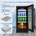 thumbnail image 3 of Nipus 15 Inch Beverage Refrigerator,130 Cans,With Basket And Reversible Hinge,Under Counter Beer Cooler with Glass Door,Black, 3 of 12
