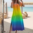 thumbnail image 2 of Abomasnow Women's Plus Size Maxi Dresses Loose Fit Floral Short Sleeve Crewneck Split T Shirt Dress Summer Vacation Clothes XL-5XL, 2 of 6