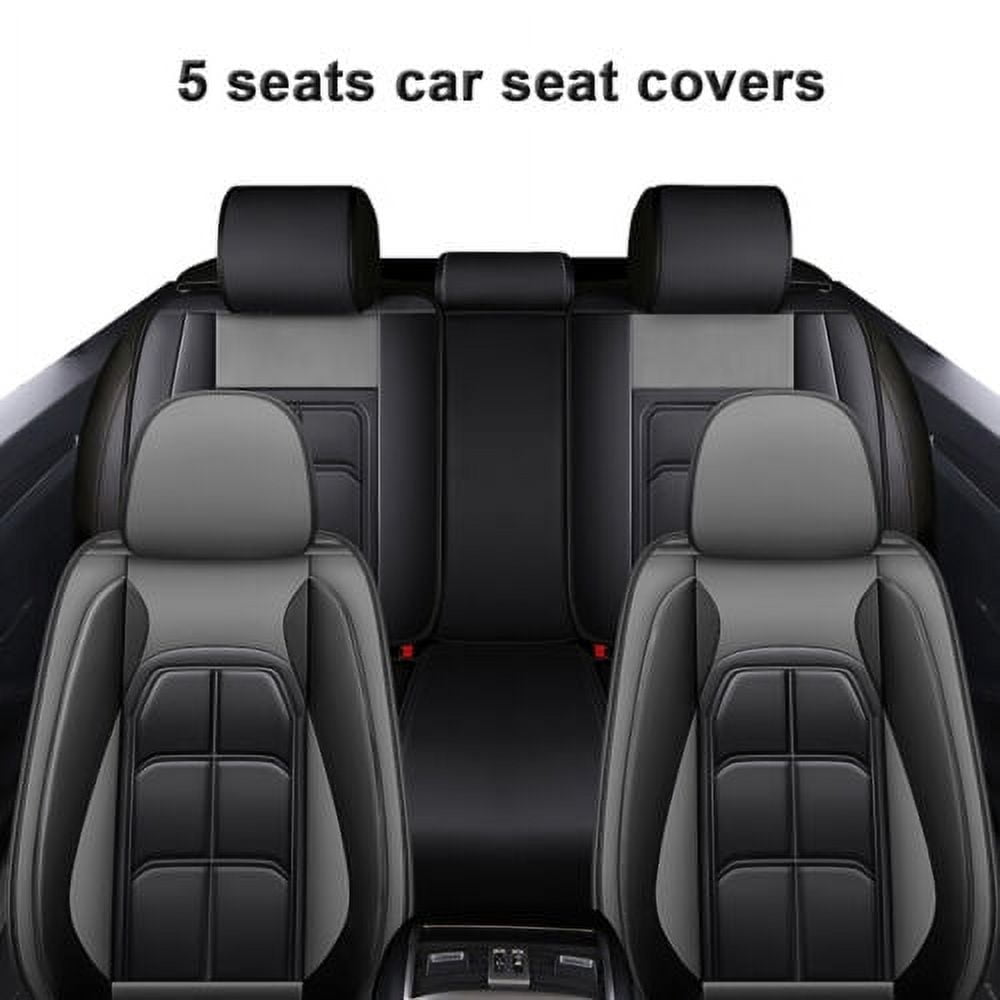 For Lexus LX450,LX470,LX570 Car Seat Covers,5-Seat PU Leather Cushion Protector,Full Set Front Back Seat Cover with 2 Pillows for RC200t,RC300,RC350 Black&Gray