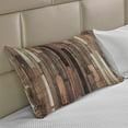 thumbnail image 2 of Wooden Print Knitted Quilt Pillowcover, Brown Old Hardwood Floor Plank Grunge Lodge Garage Loft Rural Natural Graphic, Standard King Size Pillow Cover for Bedroom, 30" x 20", Brown, by Ambesonne, 2 of 2