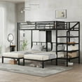 thumbnail image 3 of Generic Triple Bunk Bed with Desk for 3 - Twin XL over Twin & Twin Metal Frame, Built-in Shelves, Space-Saving Noise-Reduced Design, Black Finish​, 3 of 9