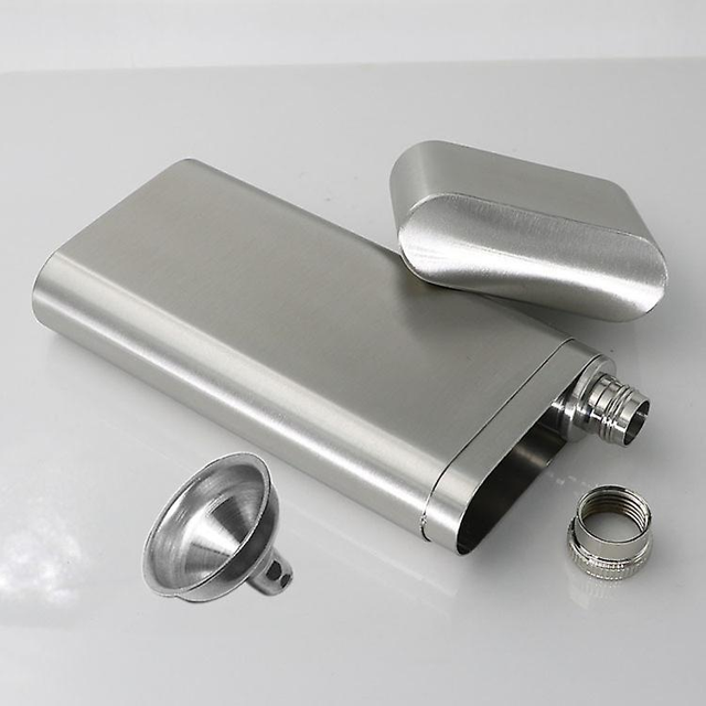Tubo para cigarros con petaca, estuche para cigarros de viaje, estuche para cigarros de acero inoxidable, petaca para cigarros para hombres (plata, 173*70*26mm)