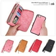 thumbnail image 5 of iPhone 8 Wallet Detachable Case, iPhone 7 Case, Dteck [wrist band & metal buckle & 14 Card Slots] Zipper Purse Phone Case Folio Flip Weave Weave PU Leather Removable Magnetic Back Cover, Pink, 5 of 8