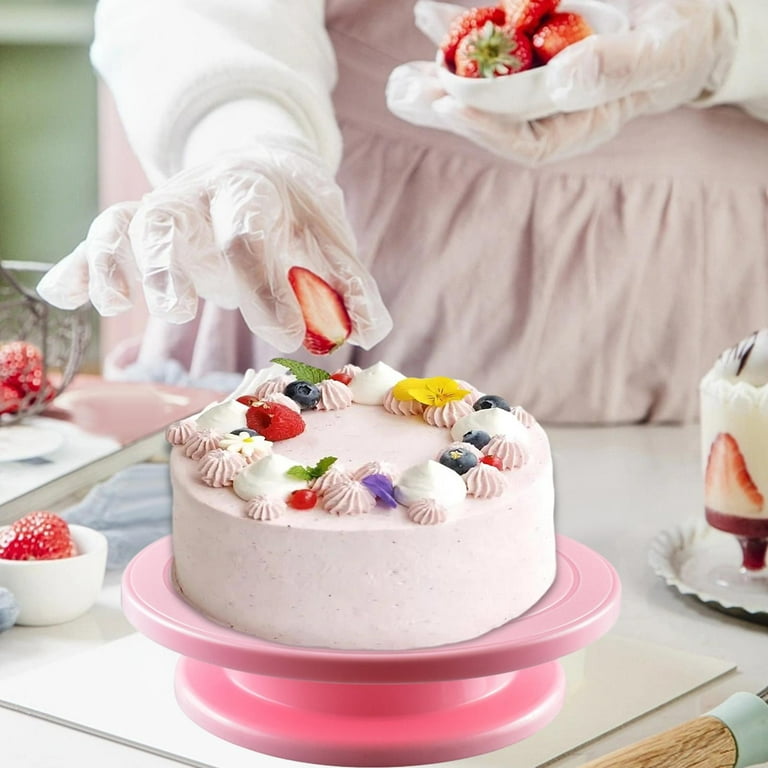 Rotating Cake Stand Rotating Cake Turntable Anti Skid Round Reusable Rotate  Silent Bearing Cake Plate Cake Decorating Revolving Cake Stand Pink