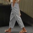 thumbnail image 6 of Bovemsi Casual Pants for Women Fashion Solid Color Cotton Flax Elastic Long Beach Leisure Trousers Linen with Pockets, 6 of 6