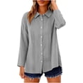 thumbnail image 2 of Neewe Womens Classic Plain Long Sleeve Button Down Shirts Casual Loose Fit Cotton Collared Blouses, 2 of 8
