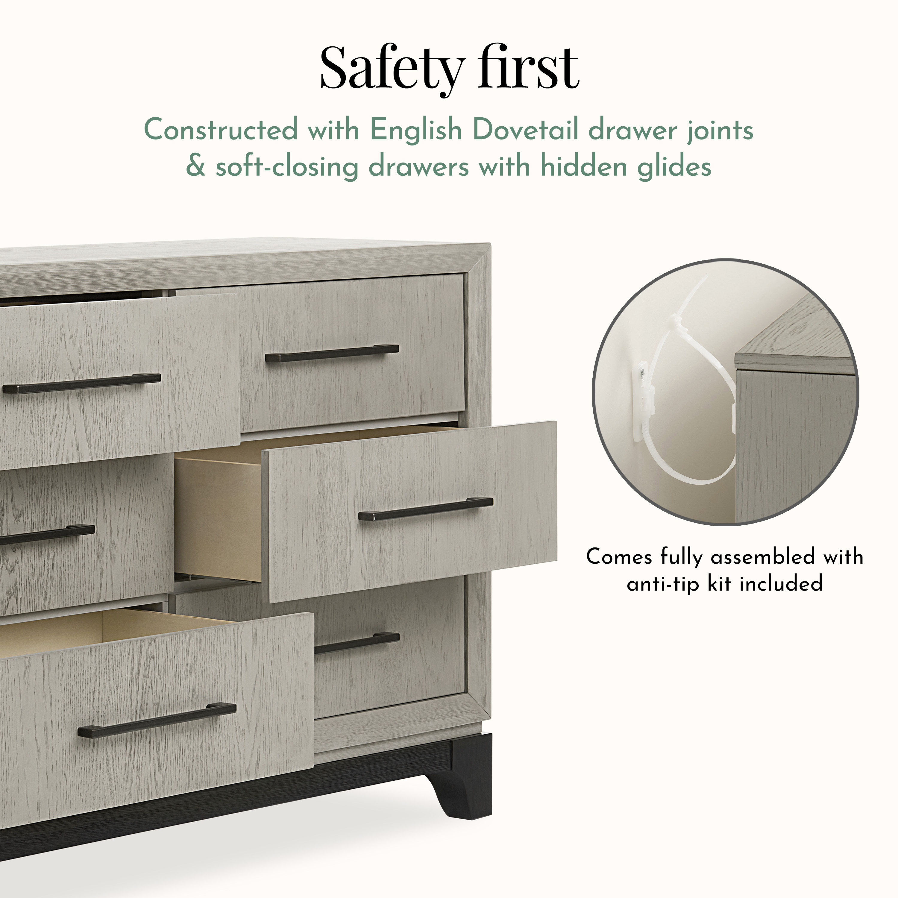 Evolur Remy Double Dresser, Light Ash