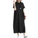 thumbnail image 1 of Vestido informal de mujer negro 2XL estilo japonés color sólido algodón y lino solapa manga corta bolsillo suelto, 1 of 8