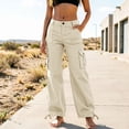 thumbnail image 2 of Levmjia Women's Cargo Pants High Waisted Straight Leg Utility Pants with Multi Pockets Adjustable Drawstring Ankle Cuffs Workwear Trousers for Outdoor, 2 of 6