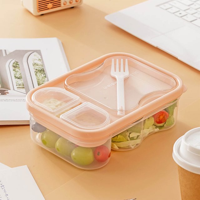 TIMIFIS Lunch Holder Students Divided Lunch Box Can Be Microwave Heated Lunch Box Salad Fruit Transparent Lunch Box Meal Prep Containers Kitchen Gadgets