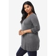 thumbnail image 3 of Roaman's Women's Plus Size Drop Needle V-Neck Lightweight Sweater Knit, 3 of 4