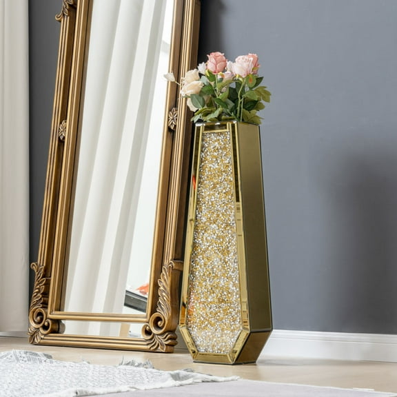 SHYFOY 30" Tall Floor Vase Gold Crushed Diamond Tall Vases for Decor Living Room