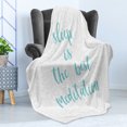 thumbnail image 4 of Nap Saying Soft Flannel Fleece Throw Blanket, Sleep is the Best Calligraphy with a Soft Mandala Motif Background, Cozy Plush for Indoor and Outdoor Use, 60" x 80", Seafoam Pearl, by Ambesonne, 4 of 5