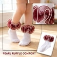 thumbnail image 4 of Toddler Girl Bow Socks Lace Ruffle Frilly Dress Sock Soft Cotton Cute Princess Ankle Socks*1pc, 4 of 6